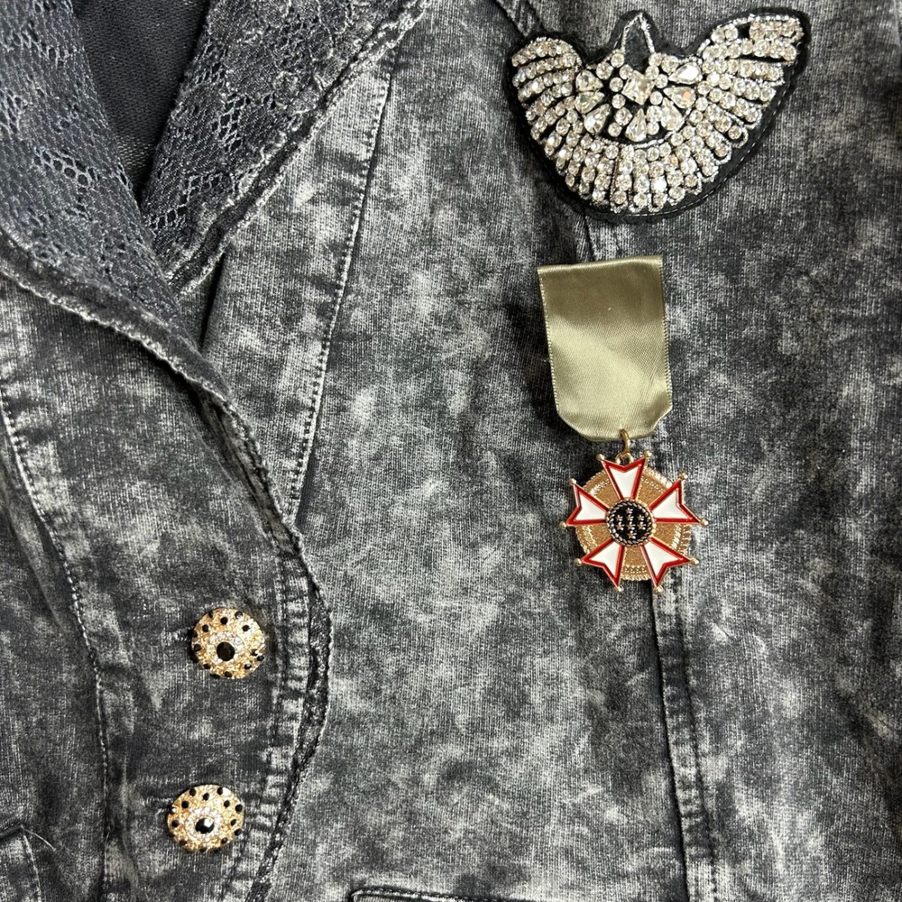 Aratta Silent Journey Colonel Jacket Womens XS Black Embellished Boho Grunge - Picture 3 of 10